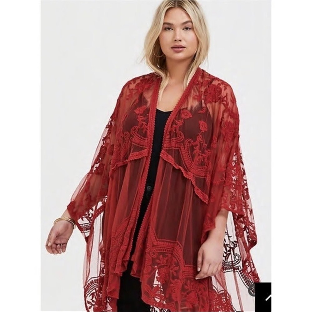 Torrid Red Embroidered Ruana - Picture 3 of 3
